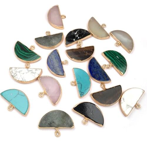 Natural Stone Pendants Lapis lazuli Malachite Crystal Charms for Jewelry Making DIY Female Necklace Earring 18x27mm