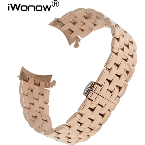 Curved End Stainless Steel Watchband 18 20 22 24 for Seiko Citizen Casio Watch Band Butterfly Buckle Strap Wrist Belt Bracelet