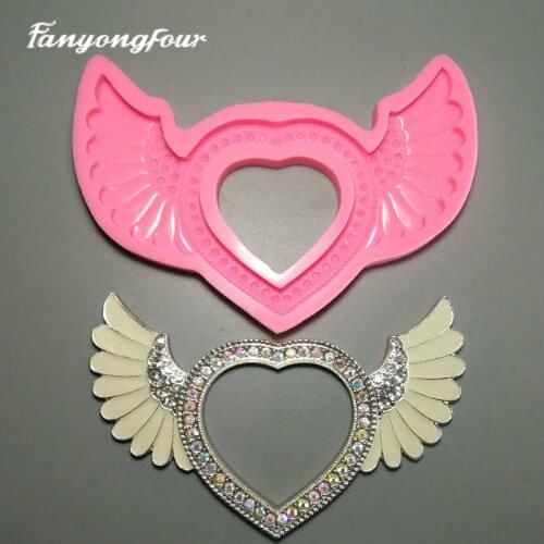 Angel Wing Photo Frame Silicone Mold Fondant Cake Mold Resin Gypsum Chocolate Candle Mold Free Shipping