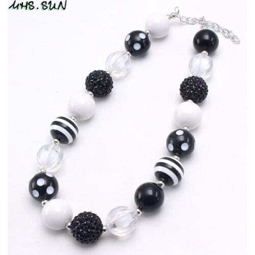 MHS.SUN Fashion baby chunky bubblegum necklace diy handmade girls bead necklace kids girls jewelry choker for party gift 1pc/lot