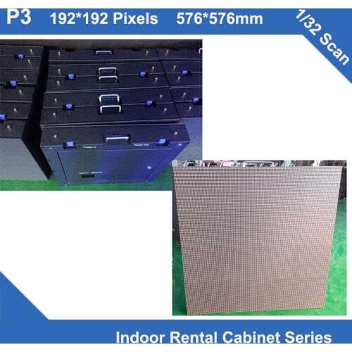 TEEHO 6PCS/LOT P3 indoor rental iron Cabinet full color led display 576mm*576mm 192*192dots 1/32 scan iron led module display