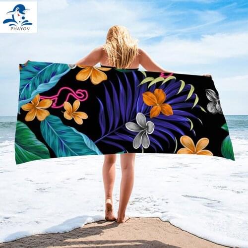 PHAYON Tropical Floral Sports Towel Adult Golf Gym Towel Quick Dry Microfiber Beach Towel For Children Camping Robe Travel Towel