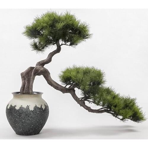 90cm New Chinese pine vase Bonsai Supermarket Large Ornaments simulation Botany Family Feng Shui Decoration