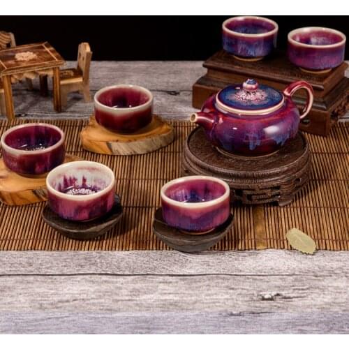 High grade Jun porcelain teapot suit kungfu tea set household handmade ceramic teacup tea pot cup gift box Japanese teaware