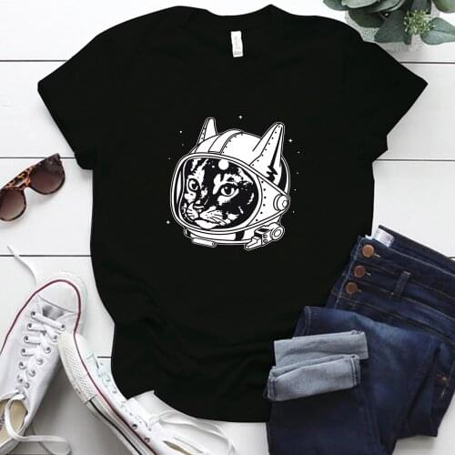 Y2k Tops Kawaii Cat Astronaut Printing Graphic T Shirts S-5xl Oversized Woman Tshirts Street Style Plus Size Cute T Shirt Femme