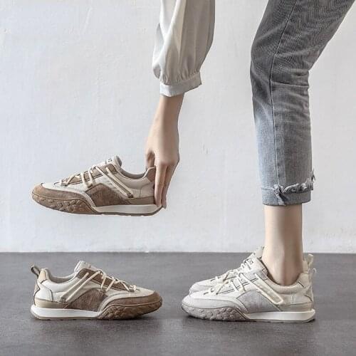 2021 Sneakers Spring Female Genuine Leather Mesh Casual Shoes Trainers Outdoor Walking Shoes Women Lace Up Comfort Sneakers