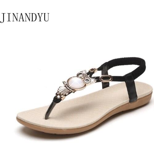 Bohemia Flat Sandals Woman Blue Flip Flops Casual Womens Sandals Size 41 42 New Cute Lovely Girls Summer Sandals Women Flats