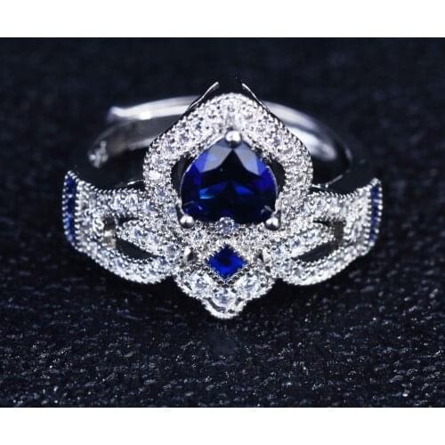 Solid 925 Sterling Silver Ring 2ct Classic Style Genuine Diamond Jewelry Sapphire Ring Wedding Party Anniversary Ring for Women