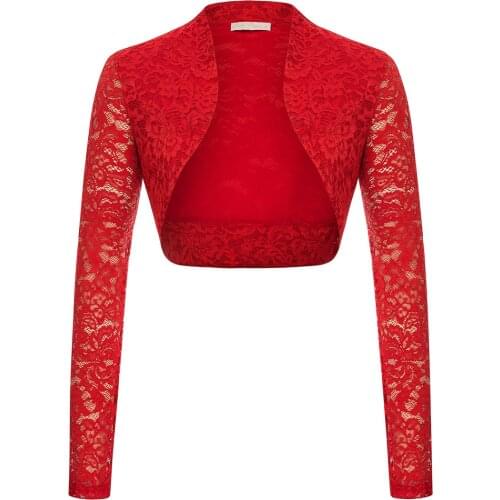 Womens Coat Ladies Long Sleeve Cropped Lace Shrug Bolero Party Evening Elegant Slim Summer Formal Short Jacket Clothes Solid