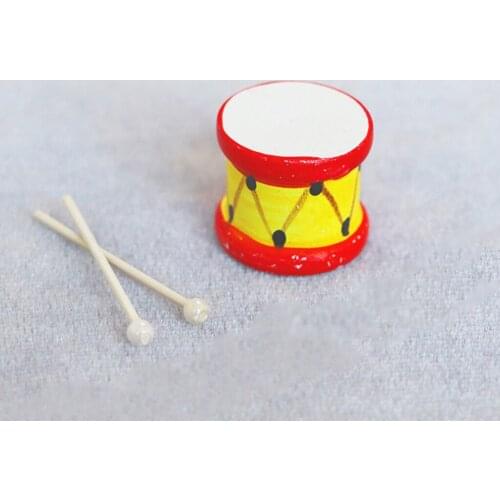 1pc 1/12 Mini Doll House Paper Drum with Drumsticks BJD Tiny Bedroom Desk Decoration Props Accessories Children Toys