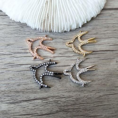 10 Pieces Micro Pave CZ swallow Double Bails Connector For Fashion Jewelry Making Bracelets Spacer Beads Jewelry Finding C224