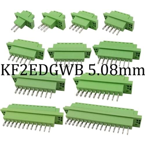 2Pair KF2EDGWB 5.08mm 2/3/4/5/6/7/8/9/10/12/16Pin Wall Terminal Connector 5.08 PCB Screw Terminal Block Pluggable