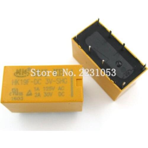 2PCS/LOT HK19F-DC3V-SHG Relay HK19-3V 1A 125V AC/2A 30V DC 8Pin