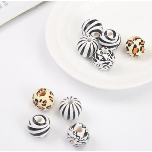 20Pcs 16mm Colored muzhubao beads Round Wooden Beads DIY Custom Halloween Party Decoration Childrens ToysBracelet Accessories