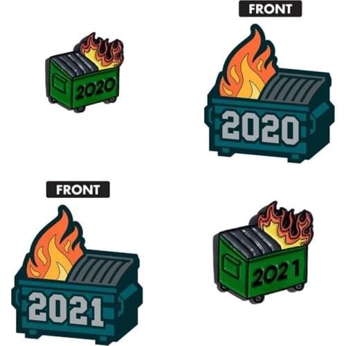 2020 / 2021 Dumpster Fire Soft Enamel Pin Lapel Pins Worst Year Ever Not My President Garbage Person Gift