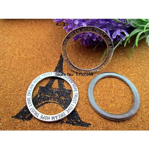 50 pcs Antique silver Hope.Trust.Love.Dream Round Rings Circle Charm Pendant 36mm