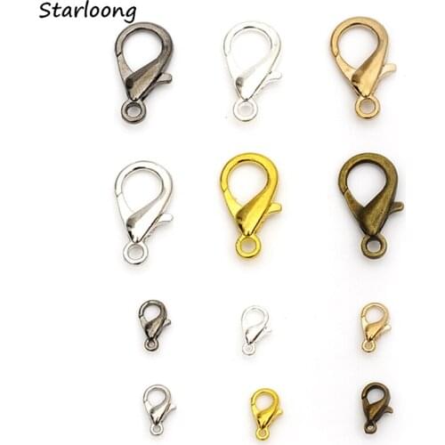 50pcs/lot 10mm Alloy Lobster clasp Hooks for necklace bracelet chain DIY jewelry findings&components