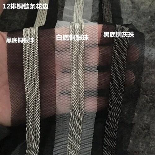 6-22row Black/white/silver Copper chain lace trim DIY clothing handmade pants t shirt bags cloth decorative accessory X472