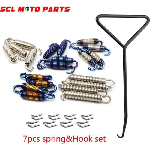 Alconstar-Racing 7Pcs/set Spring Exhaust Pipe Muffler Mounting Spring Hooks Stainless Steel Link Pipes For Muffler 51MM 61MM