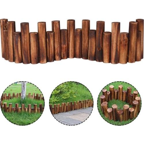 Anti-Corrosion Wood Log Lawn Grass Edging Garden Flower Bed Border Fence Decor