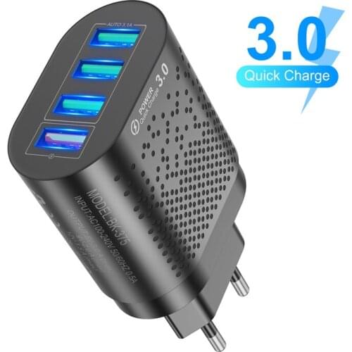 48W Quick Charger 3.0 USB Charger For iPhone Samsung Tablet EU US UK Plug Wall Mobile Phone Charger Adapter Fast Charging
