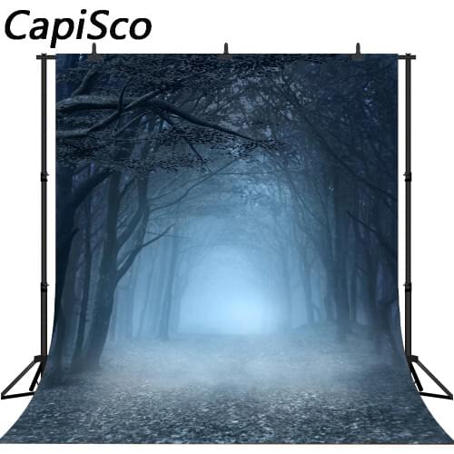 Capisco spooky dark forest night sky scene outdoor black Background Vinyl cloth High quality Computer print Halloween backdrops