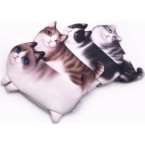 NEW 1Pcs Case Funny Cat Pencil Polyester PencilsBags Boy&Girl Capacity School Supplies Stationery Cosmetic Bag