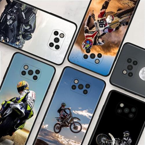 Funda Capa For Xiaomi Poco X3 NFC M3 Pro 5G F1 F3 Case X3Pro Phone Shell Back Cover Moto Cross Motorcycle Sports TPU Soft Coque