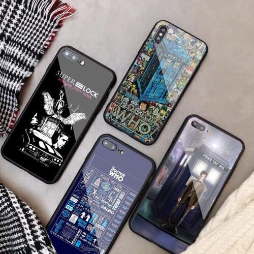Doctor who tardis artwork blue Tempered Glass Phone Case For iPhone 6 6plus 7 plus 8 8plus 5 5S 5C SE For iPhone X XS XR XS Max