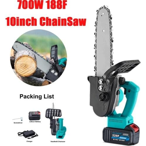 Electric Chain Saw 10inch 700W Wood Cutter Brushless Motor Chainsaw Woodworking Pruning Shears Garden Power Tool With Battery