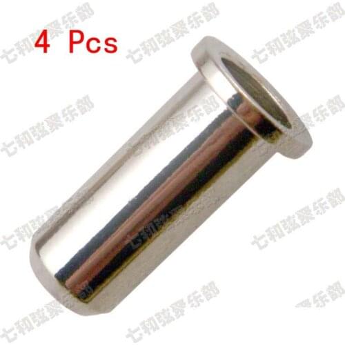 4 Pcs Chrome Electric Bass Guitar String Mounting Ferrules Bushing Set For Electric Bass Bridge String retainer