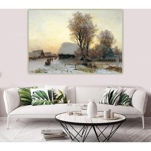 Canvas Oil Painting Ivan Shishkin"Winter Evening"Wall Aesthetic Backdrop Western Art Decor Poster Home Room Interior Decoration