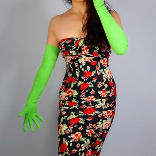 Brown Faux Suede Classic Elegant Women Formal Gloves Blue Opera Stretchy Match Fancy Evening Gloves Unlined ST375