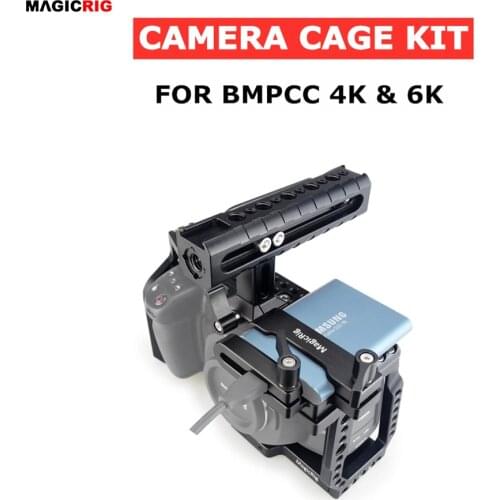 MAGICRIG BMPCC 4K /6K Camera Cage with NATO Handle + T5 SSD Mount Clamp for Blackmagic Pocket Cinema Camera BMPCC 4K /BMPCC 6K