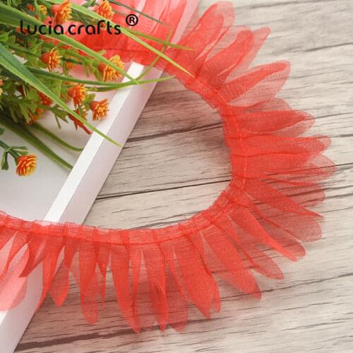 Lucia Crafts 2/8yards Lace Trim Ribbon Fabric for Sewing Wedding Dress Headwear Materials DIY Accessories V0201