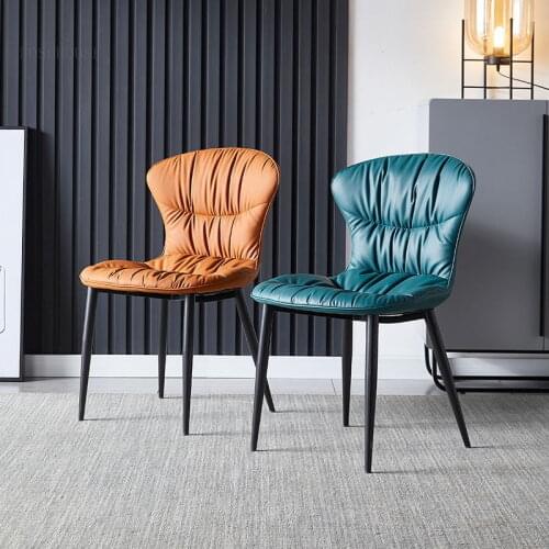 Minimalist Modern Dining Chairs Wrought Iron Kitchen Home Furniture Designer Creative Cafe Comfortable Backrest Single Chair