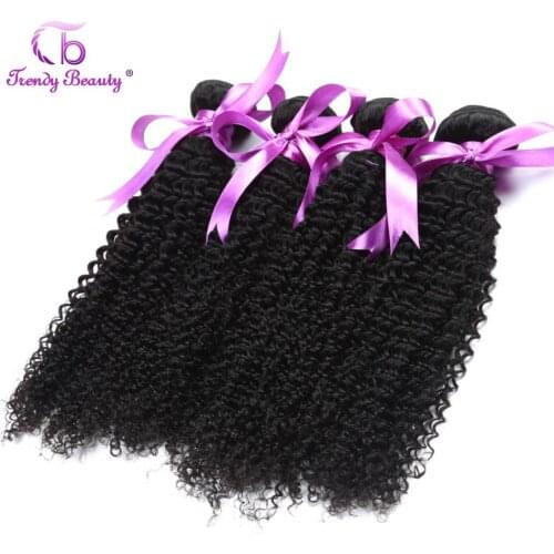 TRENDY BEAUTY Peruvian Afro Kinky Curly Human Hair Extension 4 Bundles Natural Black Color Can Be Dyed Non-remy 8-30 inches