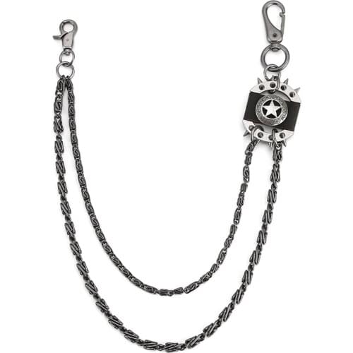 Mens Motorcycle Keychain Jean Biker Wallet Keyt Chains Hip-Hop Street Rock Metal Plating Jean Pant Wallet Belt Chain DR75