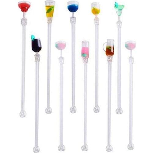 10Pcs Cocktail Stirrer Drink Mixing Stick Set Acrylic Cocktail Mixer Blender Bar Supplies Swizzle Stirrer