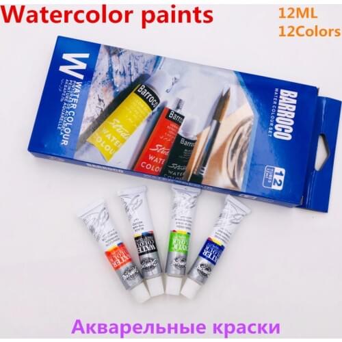 12ML 12 Colors Tubes Set Watercolor Paints Professional Water Paint Hand Painted Canvas Pigment Art Set