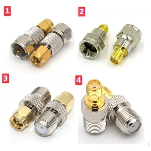 2pcs New F To SMA Connector F Type Male Female to SMA Male Female Connector RF Coaxial Coax Adapter
