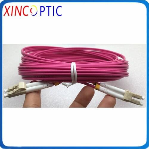 LC/UPC-LC/FC/SC/STUPC MM(OM4),DX,Dia:3.0mm,L:50M,LSZH Pink Jacket,Fiber Optic Patch Cord Jumper Cable