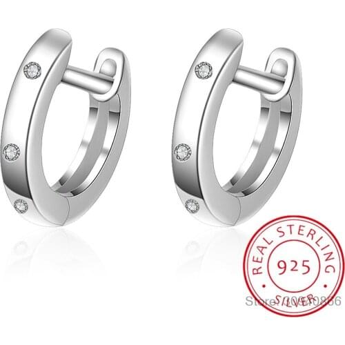 Real 925 Sterling Silver Circle Hoop Earrings Fashion Jewelries for Women Female High Quality