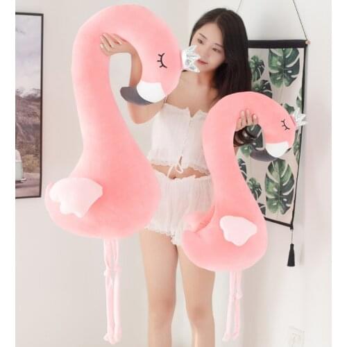 Pink Flamingo Plush Toy Stuffed Toys for Children Animal Soft Doll Plush Flamingo Pillow Hand Warmers Big Gift for Girlfriend