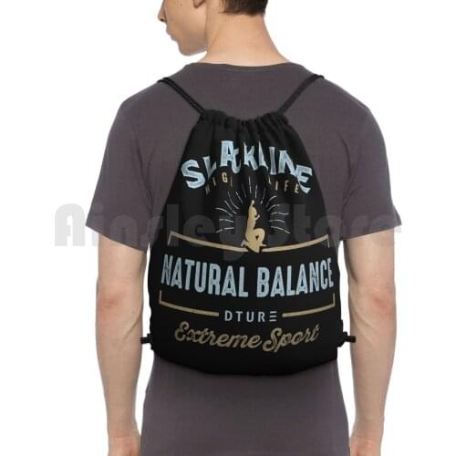Slackline Backpack Drawstring Bag Riding Climbing Gym Bag Slackline Extreme Sports Dture Sports Air Sports Graphic Art Cool