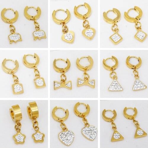 31 Pairs Small Pendant Stainless Steel Earrings for Men and Girls Geometric Hoop Earrings Fashion Jewelry 2020 New