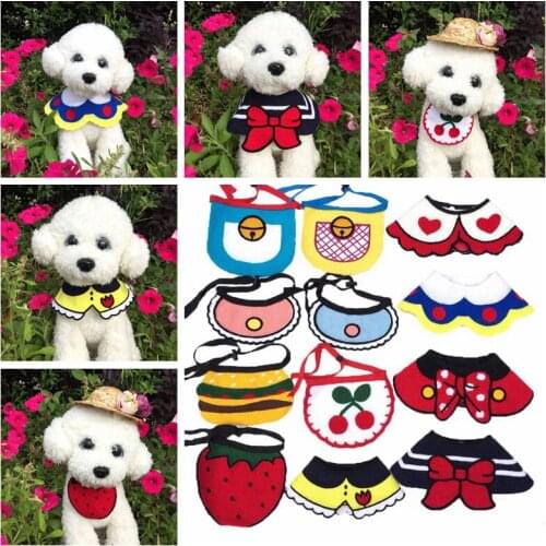 Cartoon Cat Dog Bandana Bibs Scarf Collar Adjustable Pet Cute Heart Neckerchief Scarf Waterproof Saliva Towel for Cats Dog Puppy