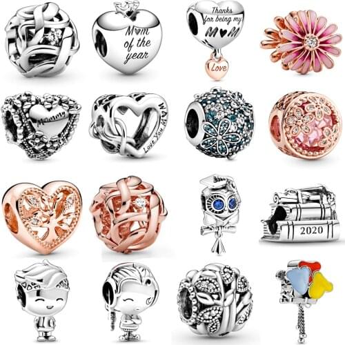 NEW 2020 100% 925 Sterling Silver Spring Mothers Day Collection Love You Charm Fit DIY Women Original Bracelet Fashion Jewelry
