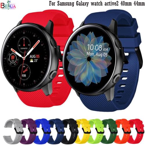 20mm Silicone WatchBand For Samsung Galaxy watch active2 40mm 44mm Strap band Replace bracelet for Amazfit BIP youth wristStrap