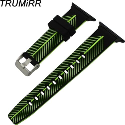 Silicone Watchband Leaf Pattern for iWatch Apple Watch 38mm 42mm Series 1 2 Sport Band Double Color Rubber Strap Wrist Bracelet